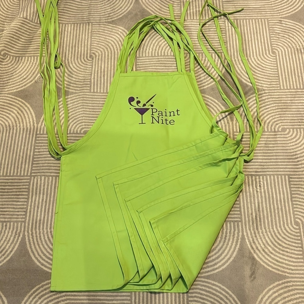 6 lime green paint night Aprons. Like new.